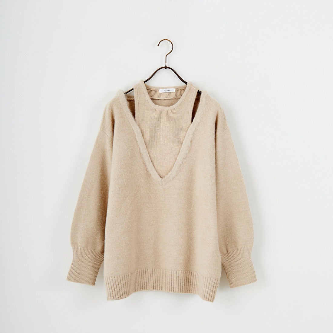 nenom [ネノム] レイヤードデザイン Vネックニット [NE25131039] 22 BEIGE