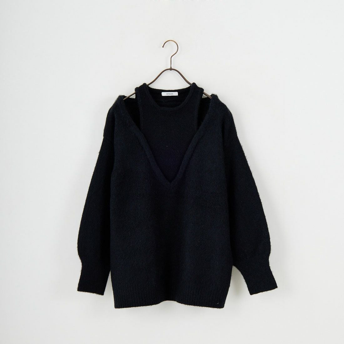 nenom [ネノム] レイヤードデザイン Vネックニット [NE25131039] 09 BLACK