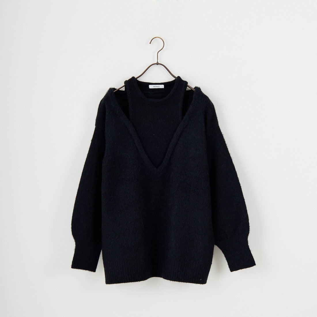 nenom [ネノム] レイヤードデザイン Vネックニット [NE25131039] 09 BLACK