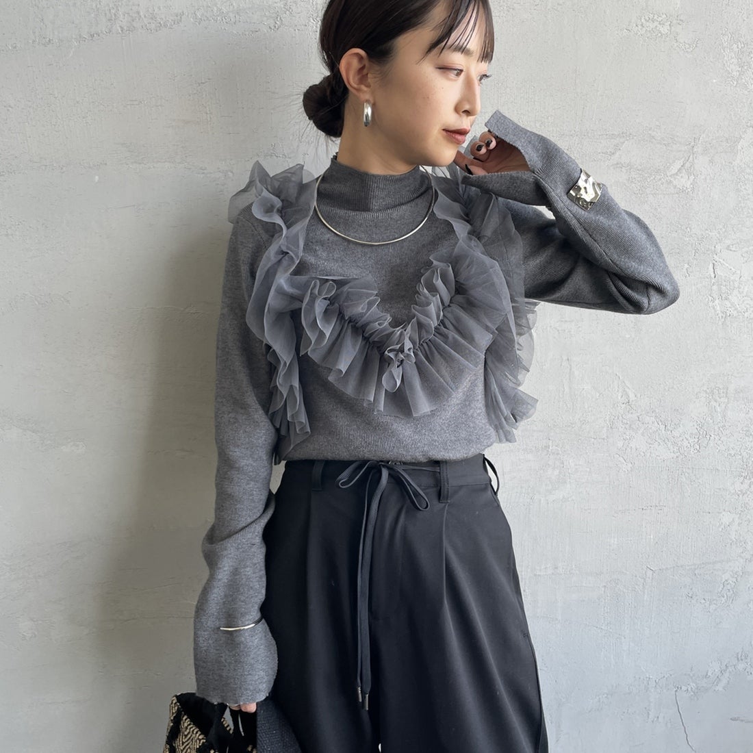 08 CHARCOA&&モデル身長：150cm 着用サイズ：F&&