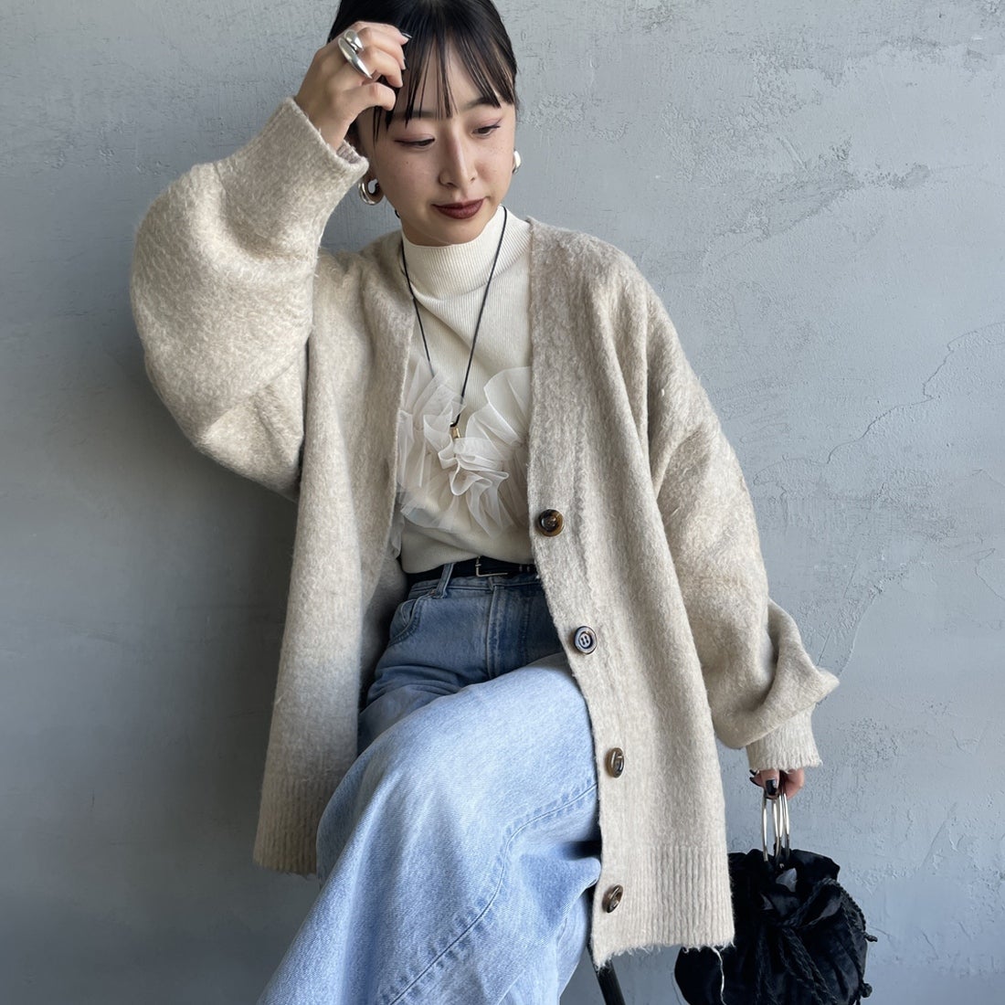 22 BEIGE&&モデル身長：150cm 着用サイズ：F&&