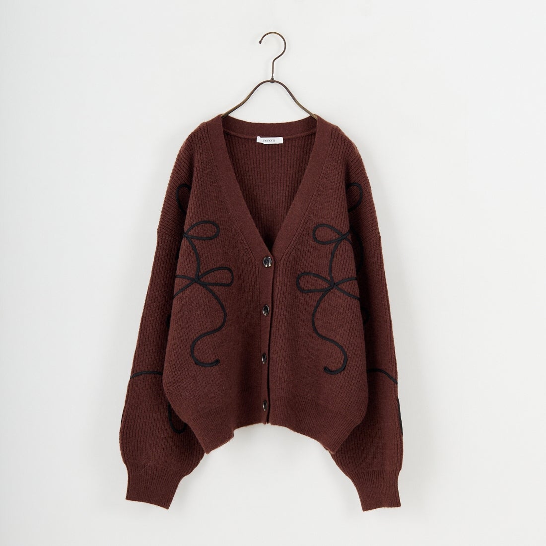 nenom [ネノム] コード刺繍 Vネックニットカーディガン [NE25131038] 28 BROWN