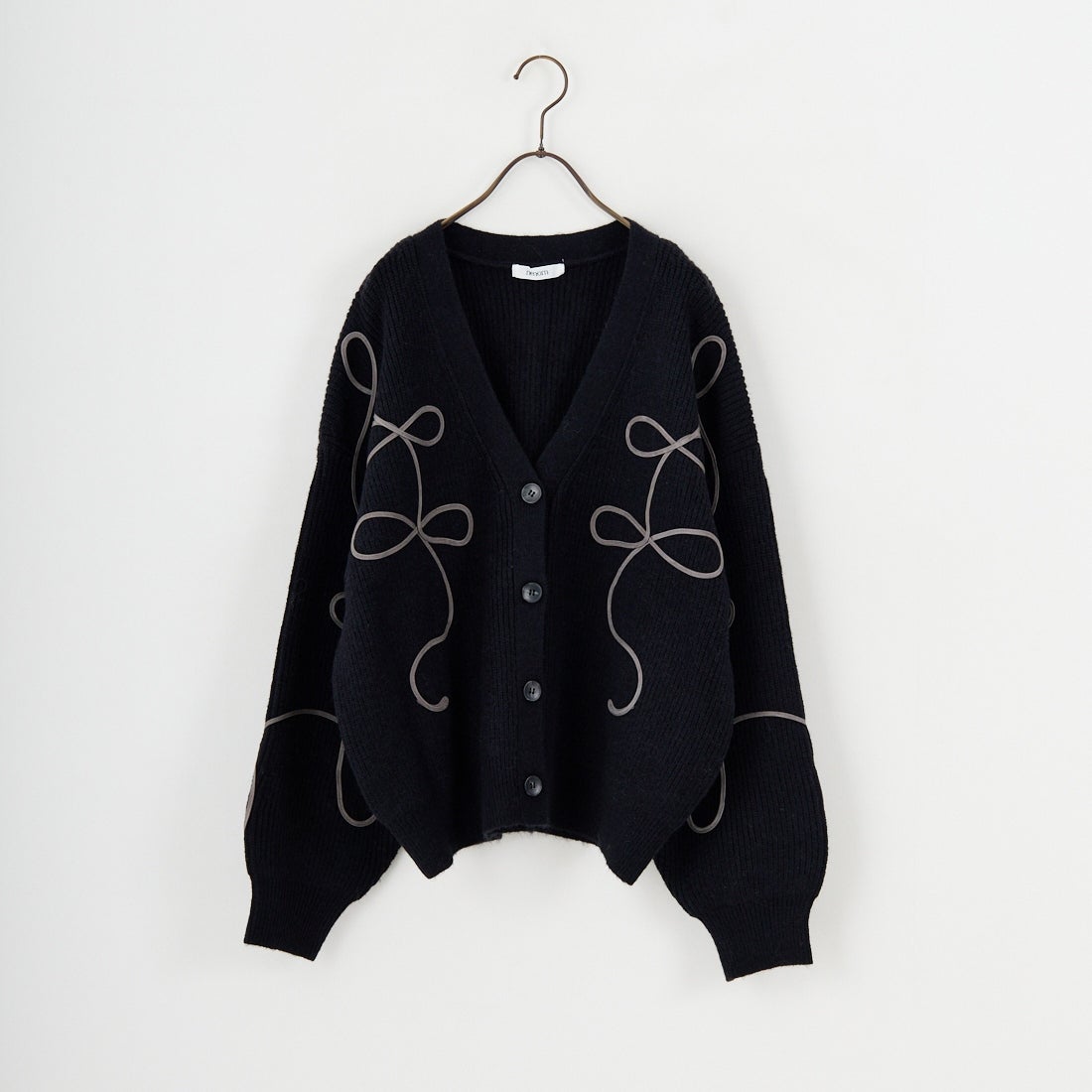 nenom [ネノム] コード刺繍 Vネックニットカーディガン [NE25131038] 09 BLACK