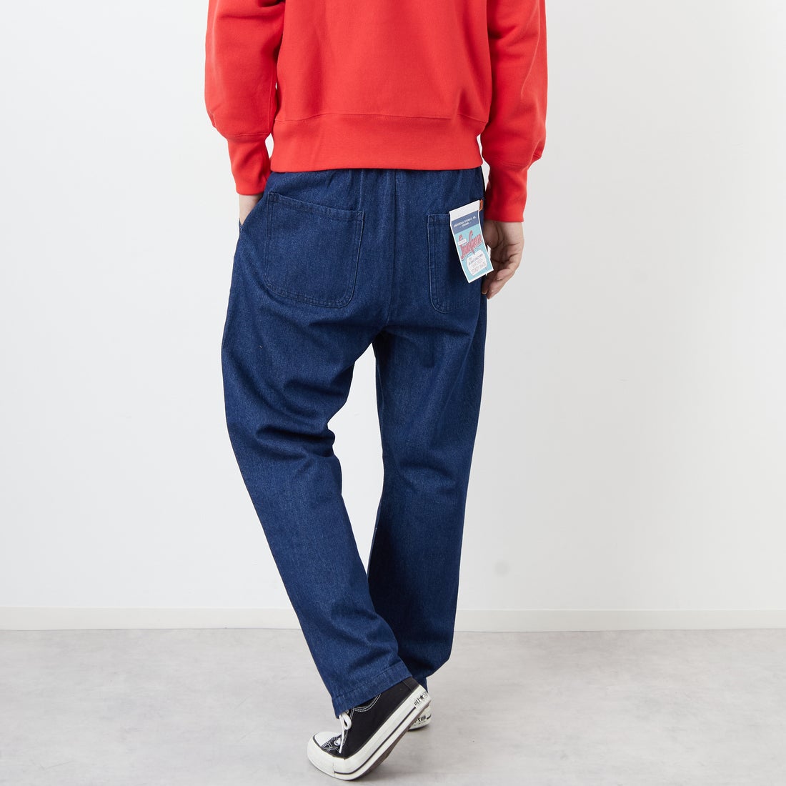 UNIVERSAL OVERALL [ユニバーサルオーバーオール] 別注 シェフパンツ [U2533601IN-JF] O.W DENIM &&モデル身長：179cm 着用サイズ：L&&