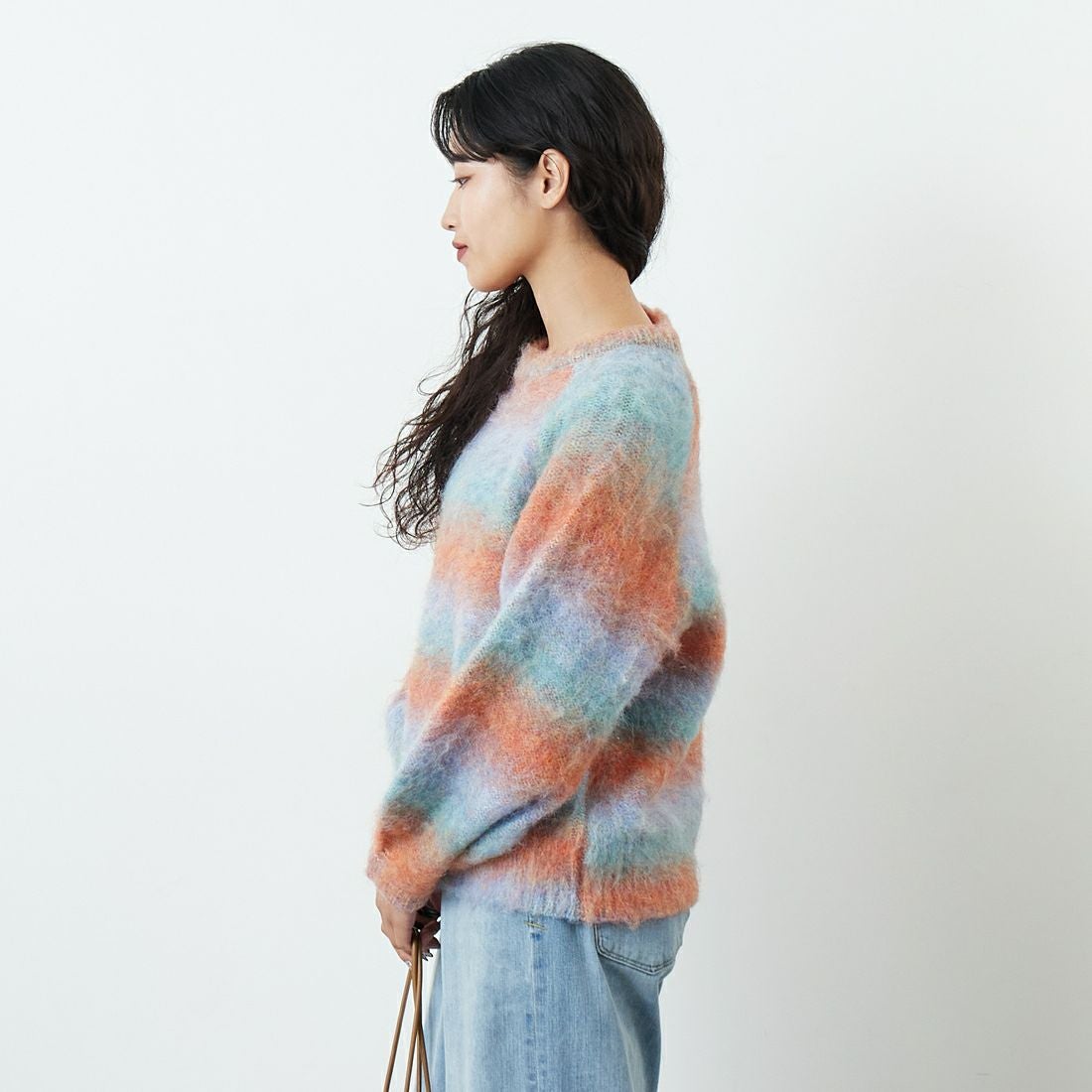 CLOCHE [クロシェ] マルチカラーニットトップス [55285552] ｵﾚﾝｼﾞ &&モデル身長：162cm 着用サイズ：2&&