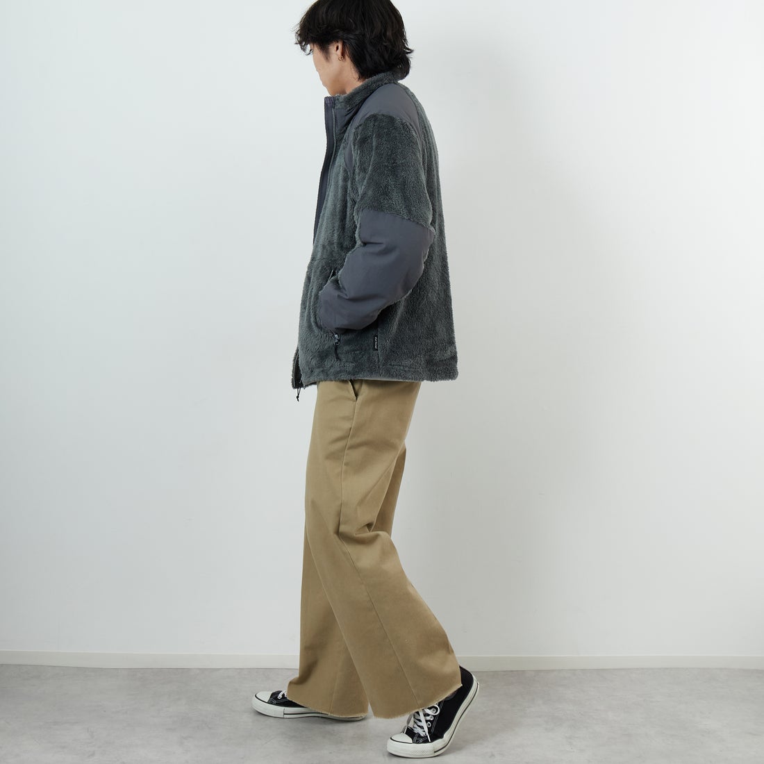 WILD THINGS [ワイルドシングス] LEVEL3 シャギージャケット [WT252-026] F.GREY &&モデル身長：179cm 着用サイズ：M&&