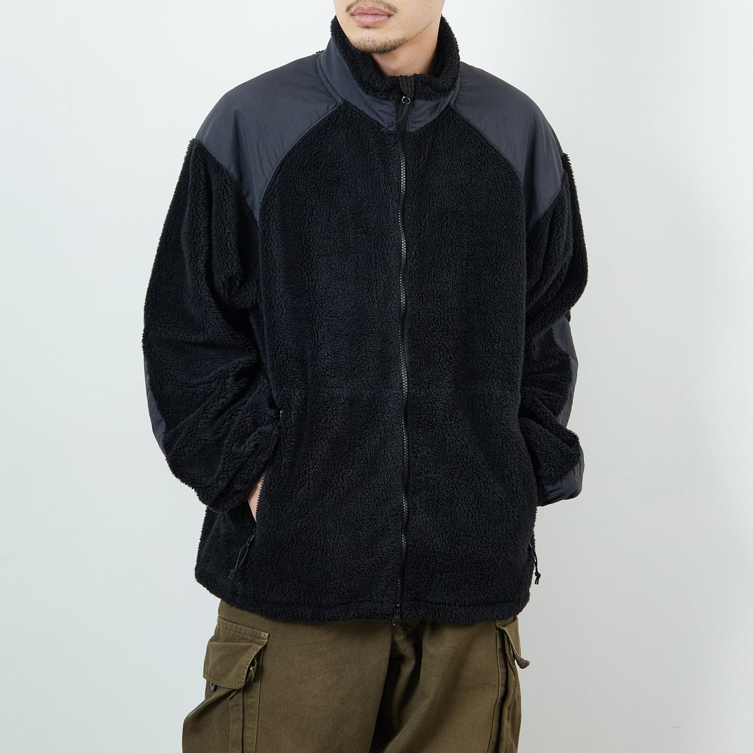 WILD THINGS [ワイルドシングス] LEVEL3 シャギージャケット [WT252-026] BLACK &&モデル身長：168cm 着用サイズ：M&&