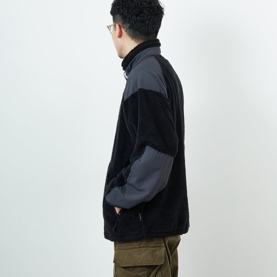 WILD THINGS [ワイルドシングス] LEVEL3 シャギージャケット [WT252-026] BLACK &&モデル身長：168cm 着用サイズ：M&&