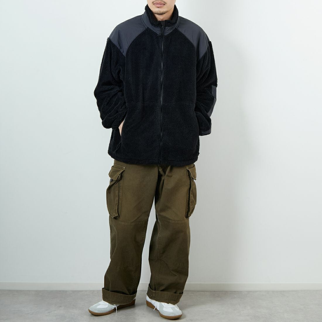 WILD THINGS [ワイルドシングス] LEVEL3 シャギージャケット [WT252-026] BLACK &&モデル身長：168cm 着用サイズ：M&&