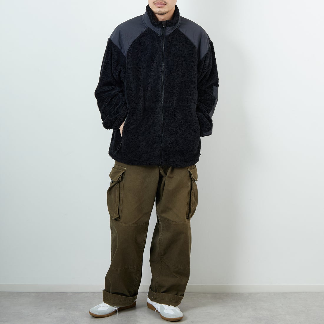 WILD THINGS [ワイルドシングス] LEVEL3 シャギージャケット [WT252-026] BLACK &&モデル身長：168cm 着用サイズ：M&&