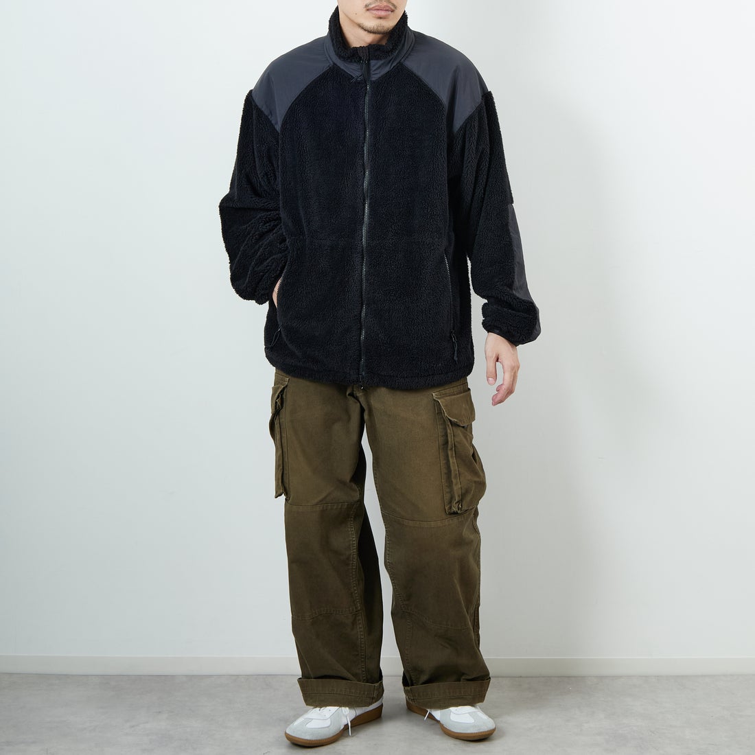 WILD THINGS [ワイルドシングス] LEVEL3 シャギージャケット [WT252-026] BLACK &&モデル身長：168cm 着用サイズ：M&&
