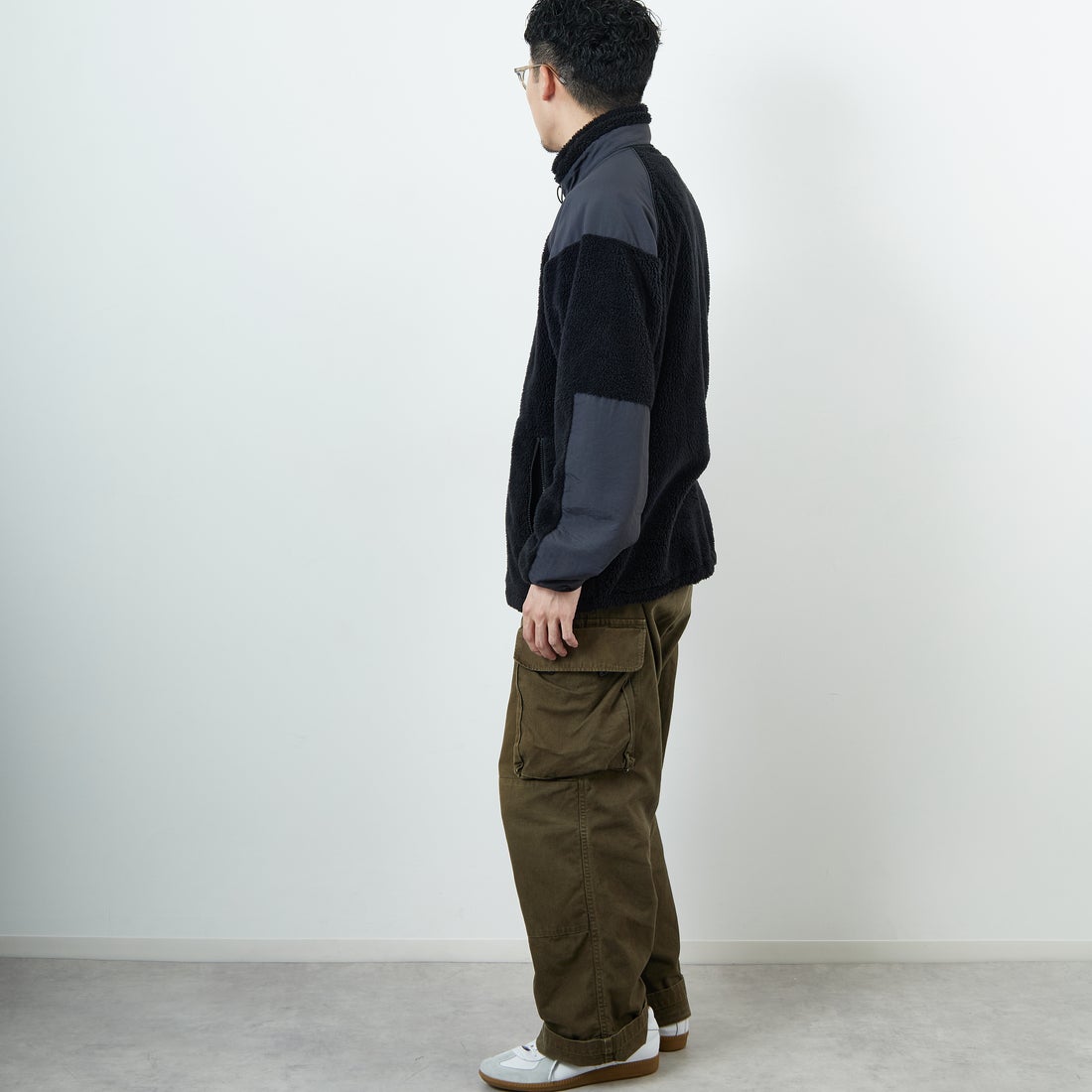 WILD THINGS [ワイルドシングス] LEVEL3 シャギージャケット [WT252-026] BLACK &&モデル身長：168cm 着用サイズ：M&&