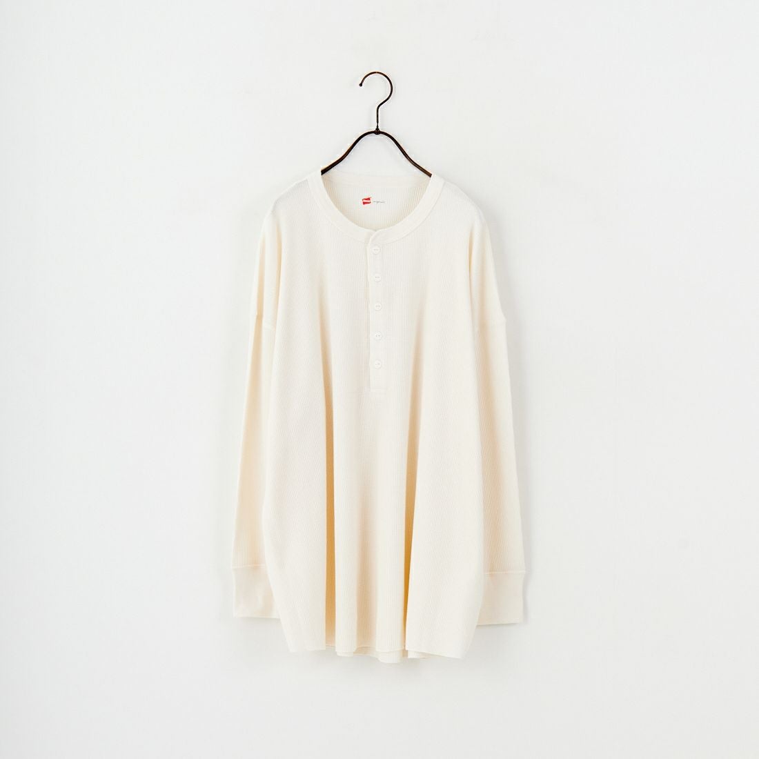 Hanes [ヘインズ] ワッフルヘンリーネックロングスリーブTシャツ [HW4-C104] 020 ｵﾌﾎﾜｲﾄ