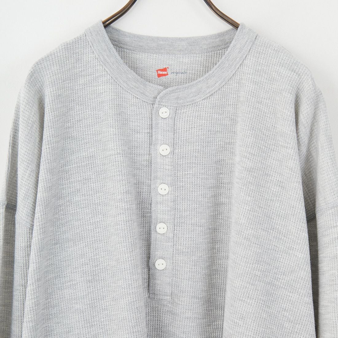 Hanes [ヘインズ] ワッフルヘンリーネックロングスリーブTシャツ [HW4-C104] 060 ﾍｻﾞｰｸﾞ