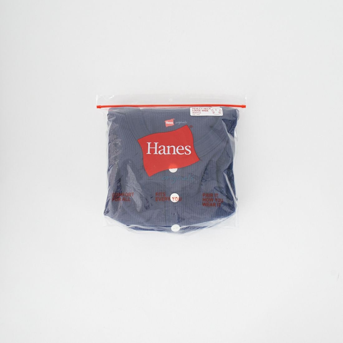 Hanes [ヘインズ] ワッフルヘンリーネックロングスリーブTシャツ [HW4-C104] 386 ﾀﾞｰｸﾈｲ