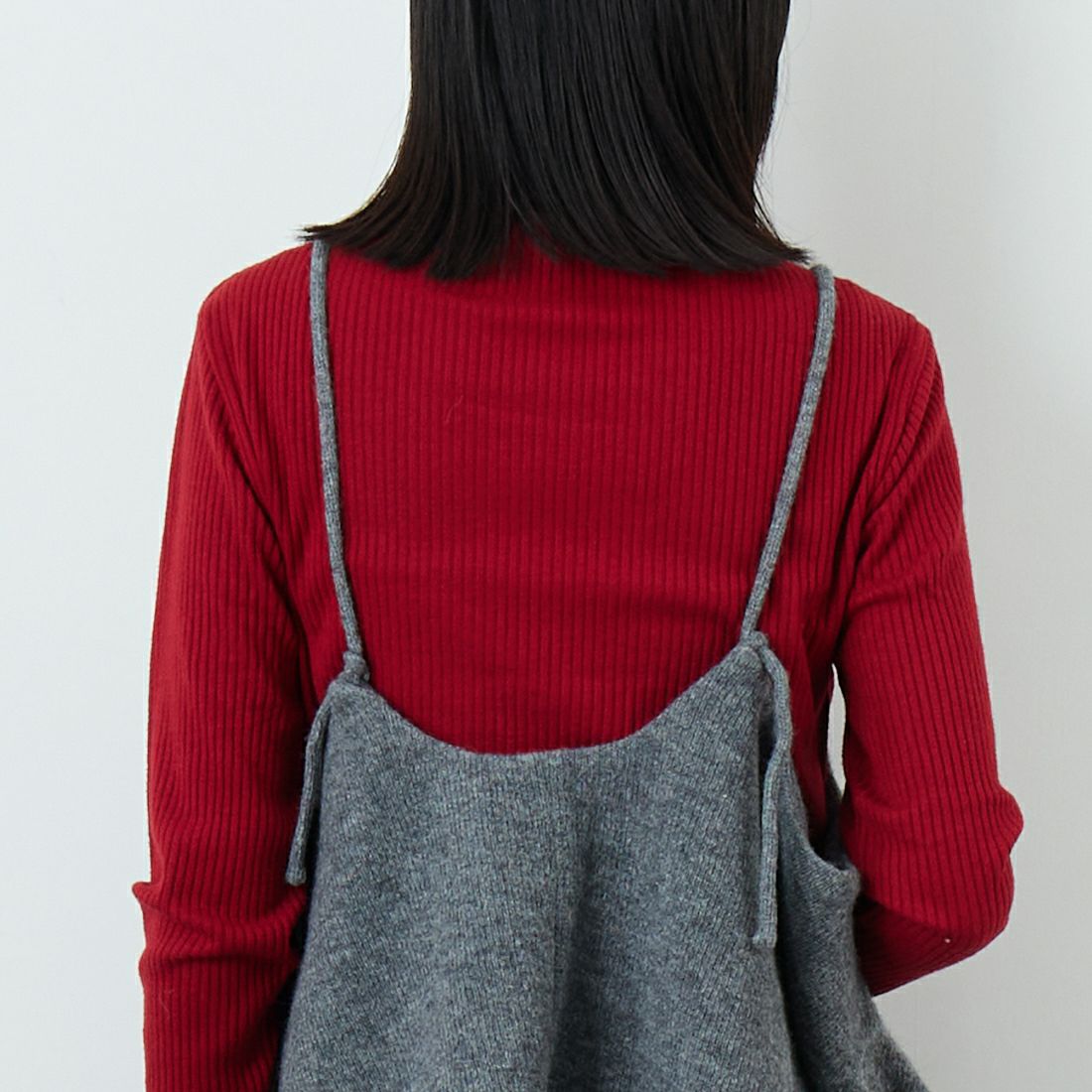 crinkle crinkle crinkle [クリンクル クリンクル クリンクル] ウールミックス ランジェリーキャミソール [CC-4023] GREY &&モデル身長：162cm 着用サイズ：F&&