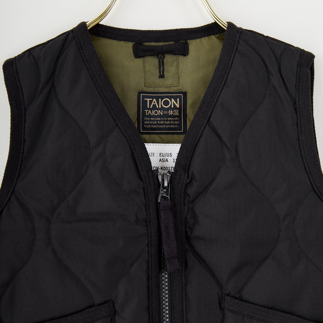 TAION [タイオン] キッズ ミリタリー Vネックジップダウンベスト [TAION-K001ZML-1] BLACK