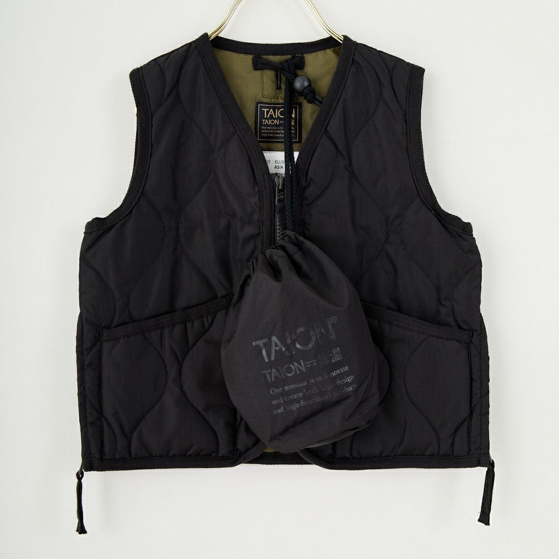 TAION [タイオン] キッズ ミリタリー Vネックジップダウンベスト [TAION-K001ZML-1] BLACK