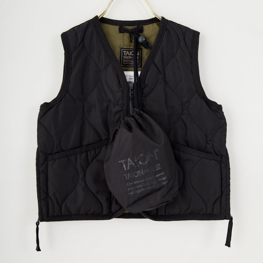 TAION [タイオン] キッズ ミリタリー Vネックジップダウンベスト [TAION-K001ZML-1] BLACK