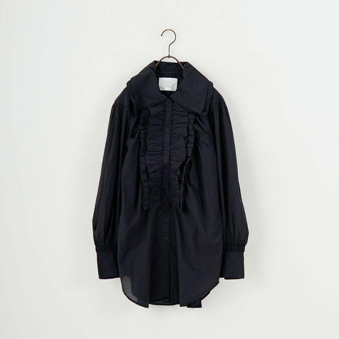 crinkle crinkle crinkle [クリンクル クリンクル クリンクル] ダブルカラーフリルブラウス [CC-4004] BLACK