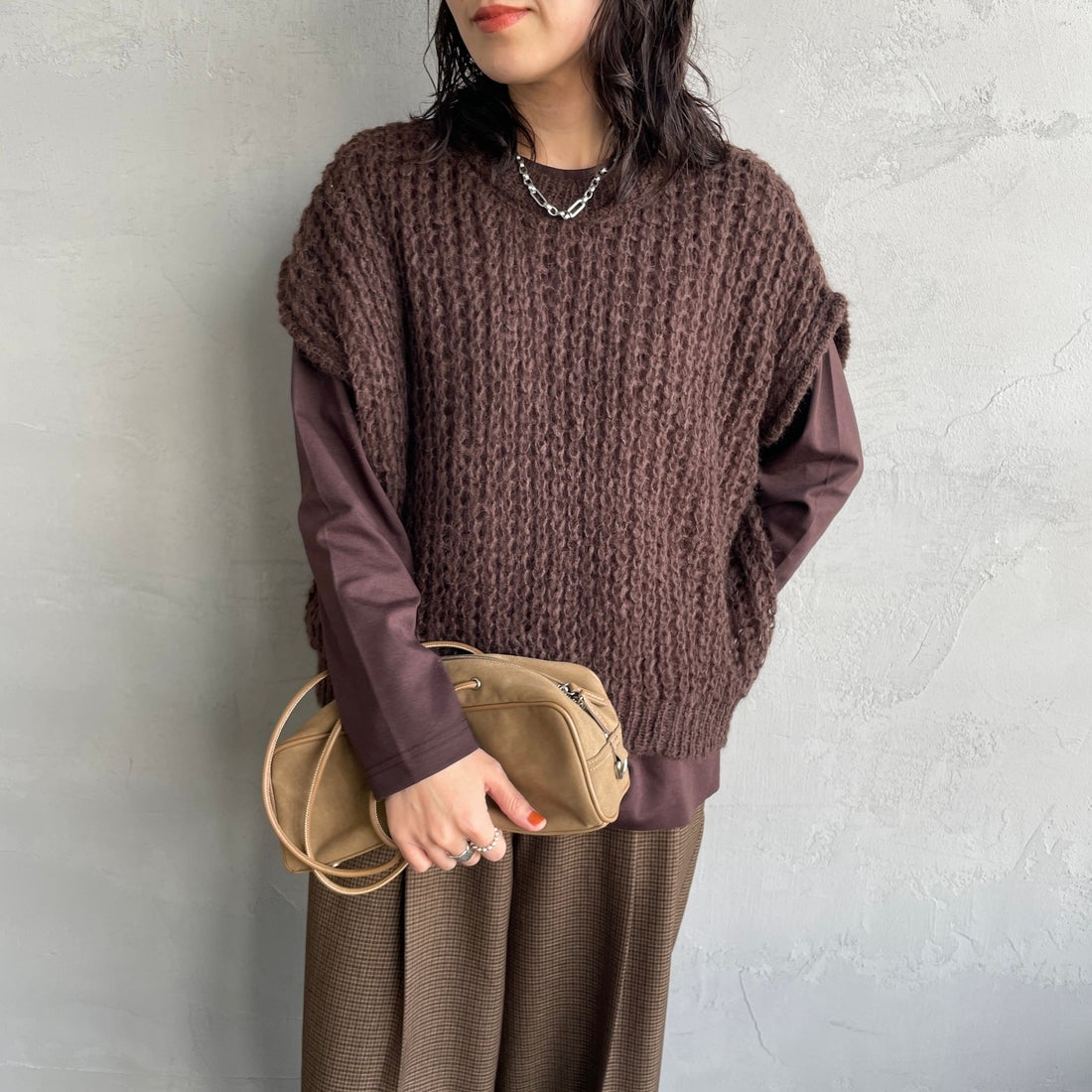 44 BROWN&&モデル身長：160cm 着用サイズ：F&&