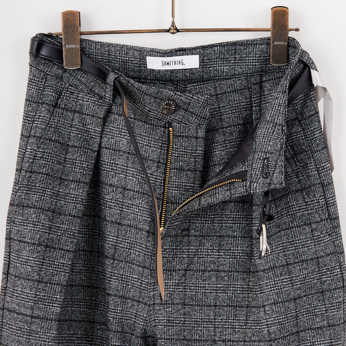 SOMETHING [サムシング] 別注 ベルト付きタックワイドパンツ [SN765W-JF] 9591 G.CHK