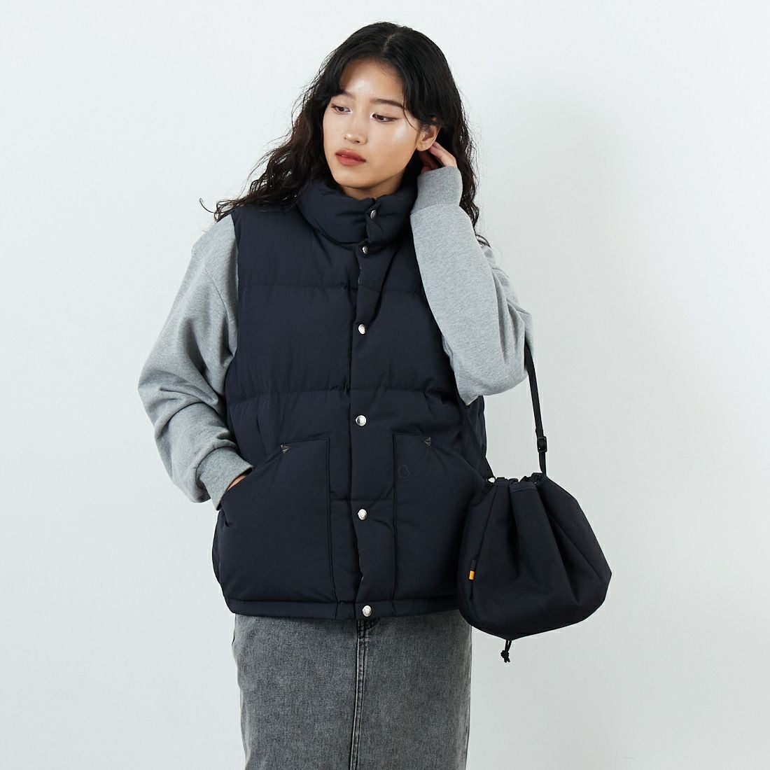THE NORTH FACE [ザ ノースフェイス] キャンプシエラベスト [ND92530] K &&モデル身長：162cm 着用サイズ：S&&