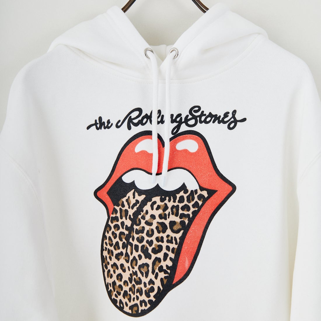 MUSIC TEE [ミュージックティー] The Rolling Stones ロックプリントプルオーバーフーディ [LEOPARD-TONGUE] WHITE