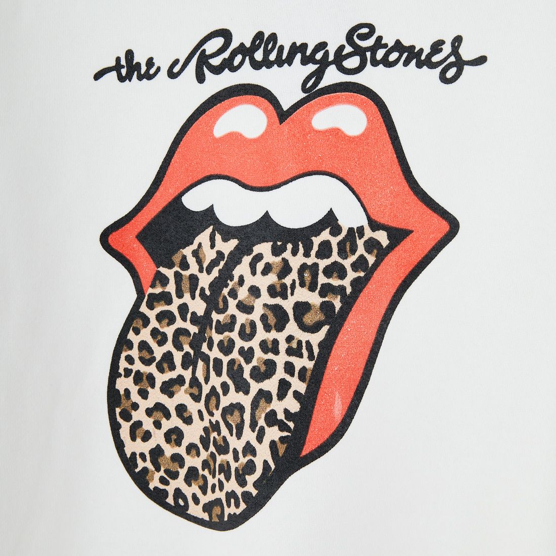 MUSIC TEE [ミュージックティー] The Rolling Stones ロックプリントプルオーバーフーディ [LEOPARD-TONGUE] WHITE