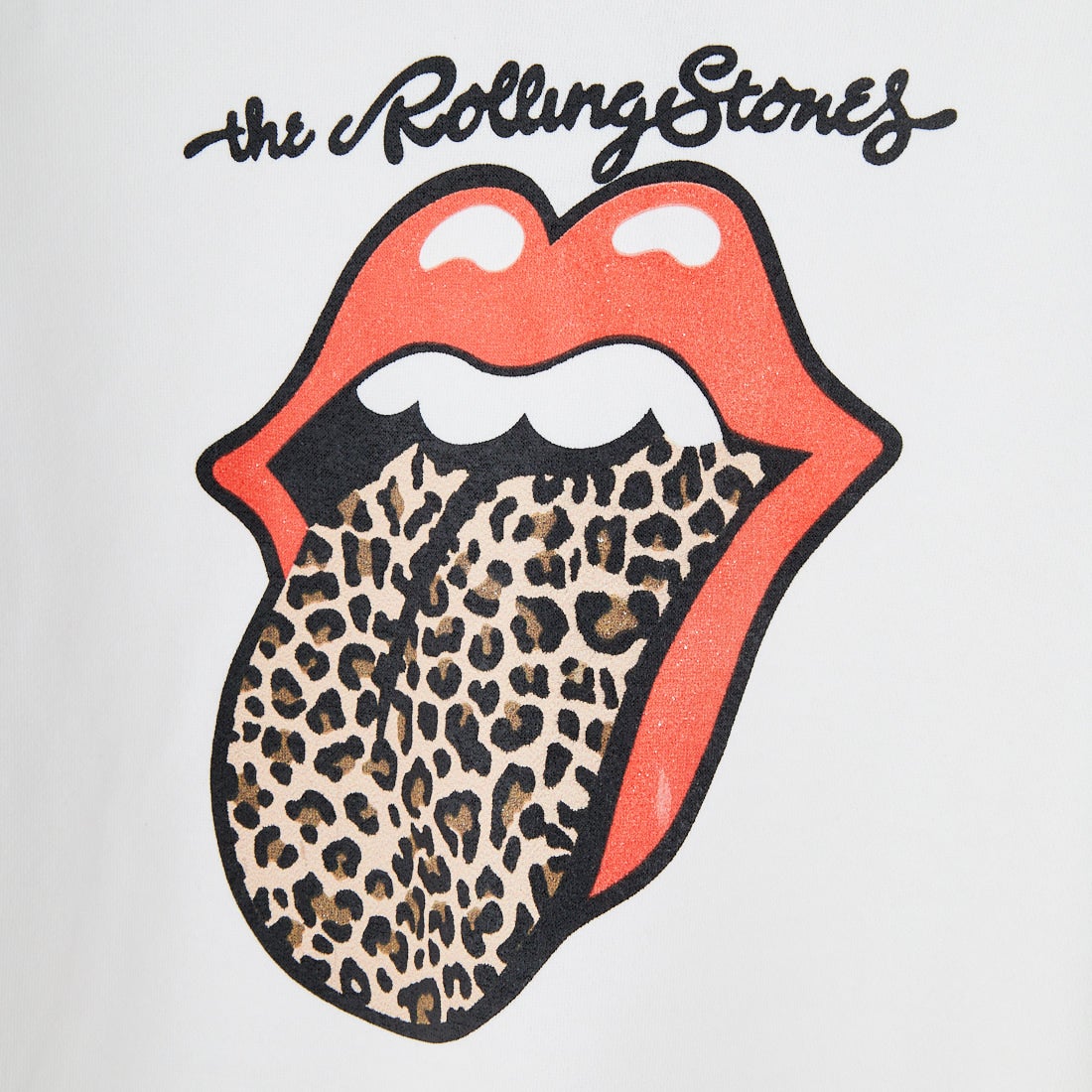 MUSIC TEE [ミュージックティー] The Rolling Stones ロックプリントプルオーバーフーディ [LEOPARD-TONGUE] WHITE
