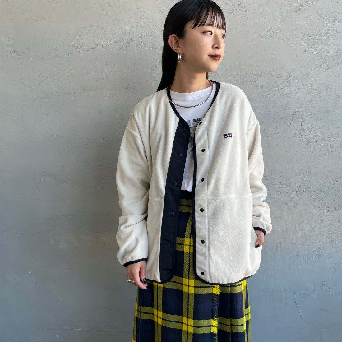 NANGA [ナンガ] エアウォーム フリースカーディガン [N2531-1P113B] IVO &&モデル身長：150cm 着用サイズ：WM&&