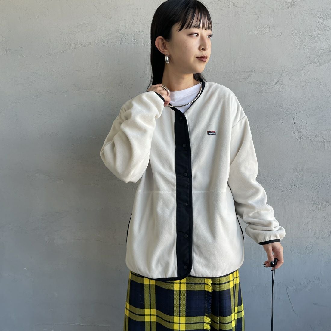 NANGA [ナンガ] エアウォーム フリースカーディガン [N2531-1P113B] IVO &&モデル身長：150cm 着用サイズ：WM&&