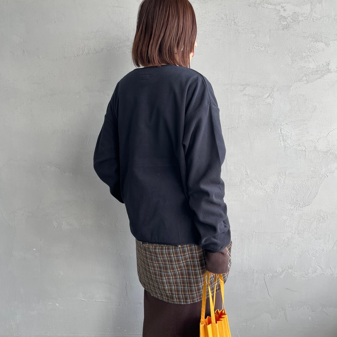 NANGA [ナンガ] エアウォーム フリースカーディガン [N2531-1P113B] BLK &&モデル身長：159cm 着用サイズ：WM&&