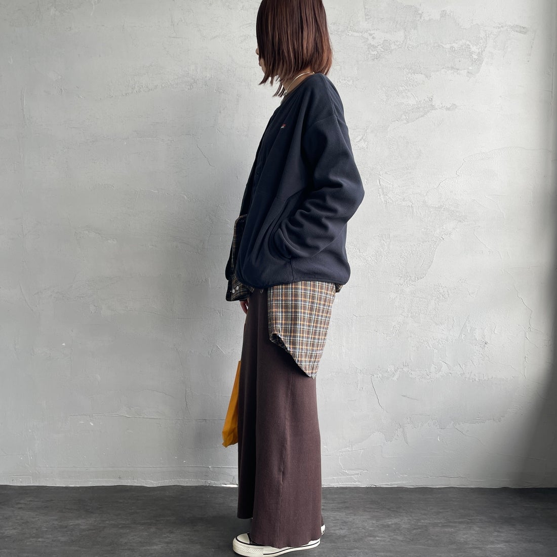 NANGA [ナンガ] エアウォーム フリースカーディガン [N2531-1P113B] BLK &&モデル身長：159cm 着用サイズ：WM&&