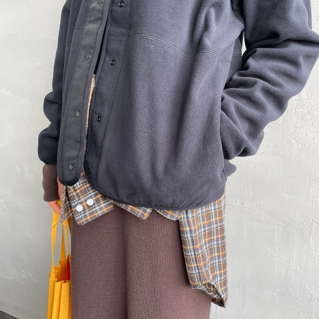 NANGA [ナンガ] エアウォーム フリースカーディガン [N2531-1P113B] BLK &&モデル身長：159cm 着用サイズ：WM&&