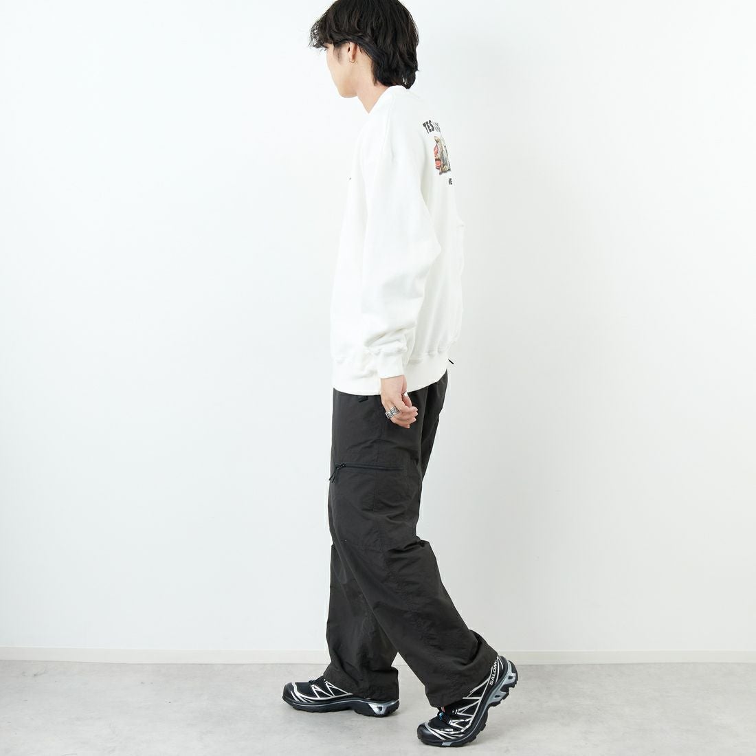 The Endless Summer [エンドレスサマー] 別注 NAP TIME クルーネックスウェット [FH-25774502-JF] WHITE &&モデル身長：179cm 着用サイズ：XL&&