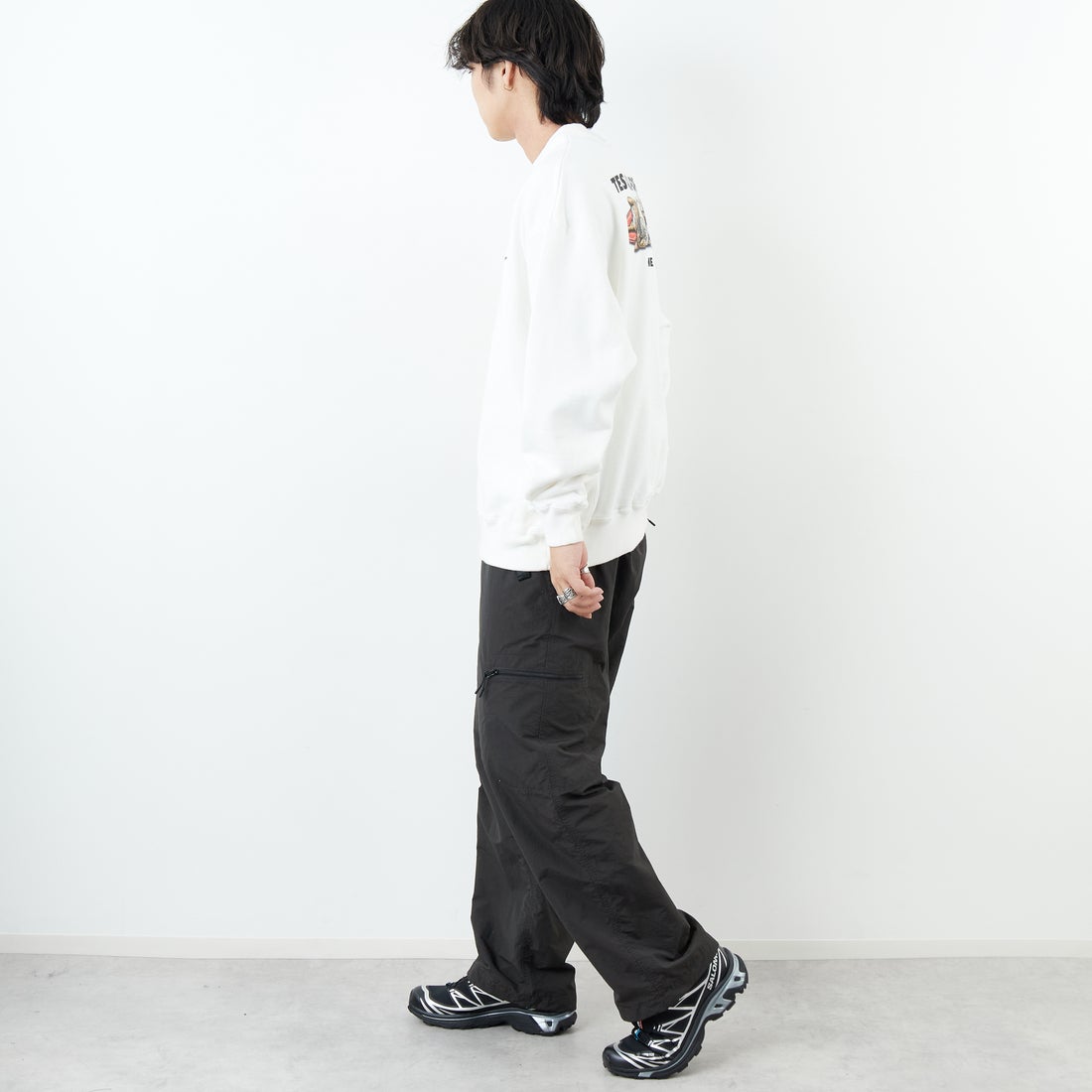 The Endless Summer [エンドレスサマー] 別注 NAP TIME クルーネックスウェット [FH-25774502-JF] WHITE &&モデル身長：179cm 着用サイズ：XL&&