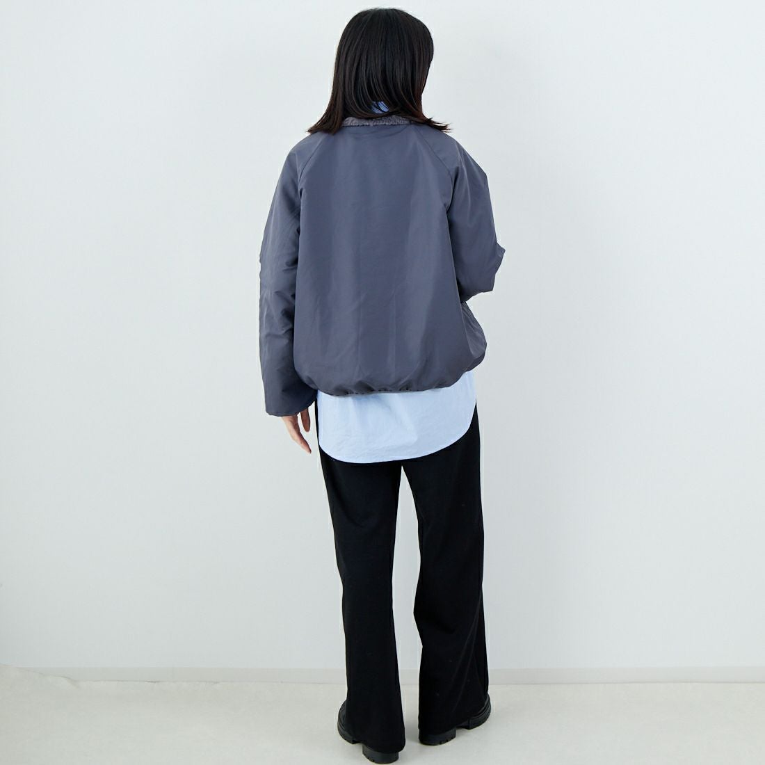 Jeans Factory Clothes [ジーンズファクトリークローズ] リバーシブルフェイクファーブルゾン [147221] 08 ﾁｬｺｰﾙ &&モデル身長：162cm 着用サイズ：F&&