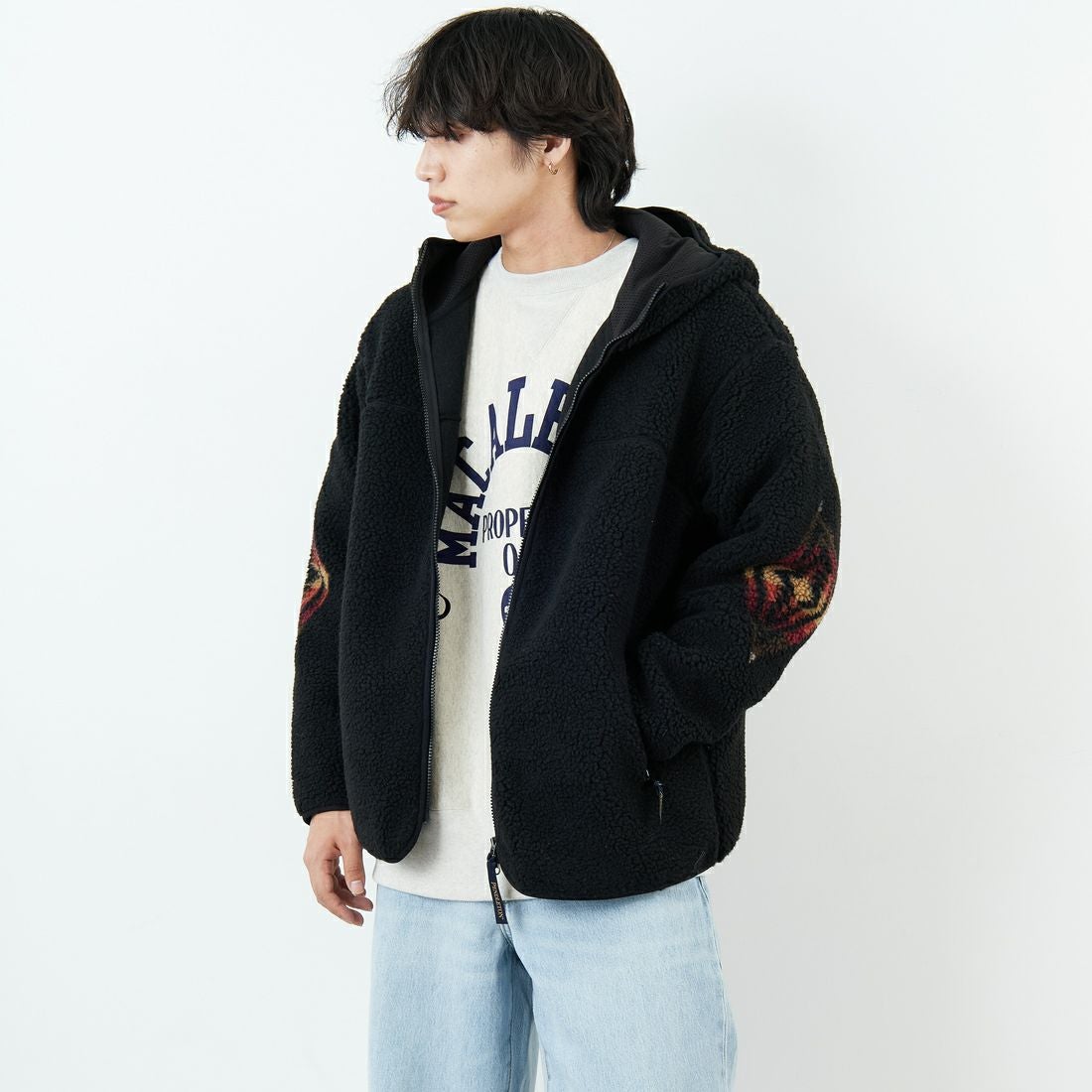 PENDLETON [ペンドルトン] ジップボアフーディ [5475-1025] 49 BLACK H &&モデル身長：179cm 着用サイズ：L&&