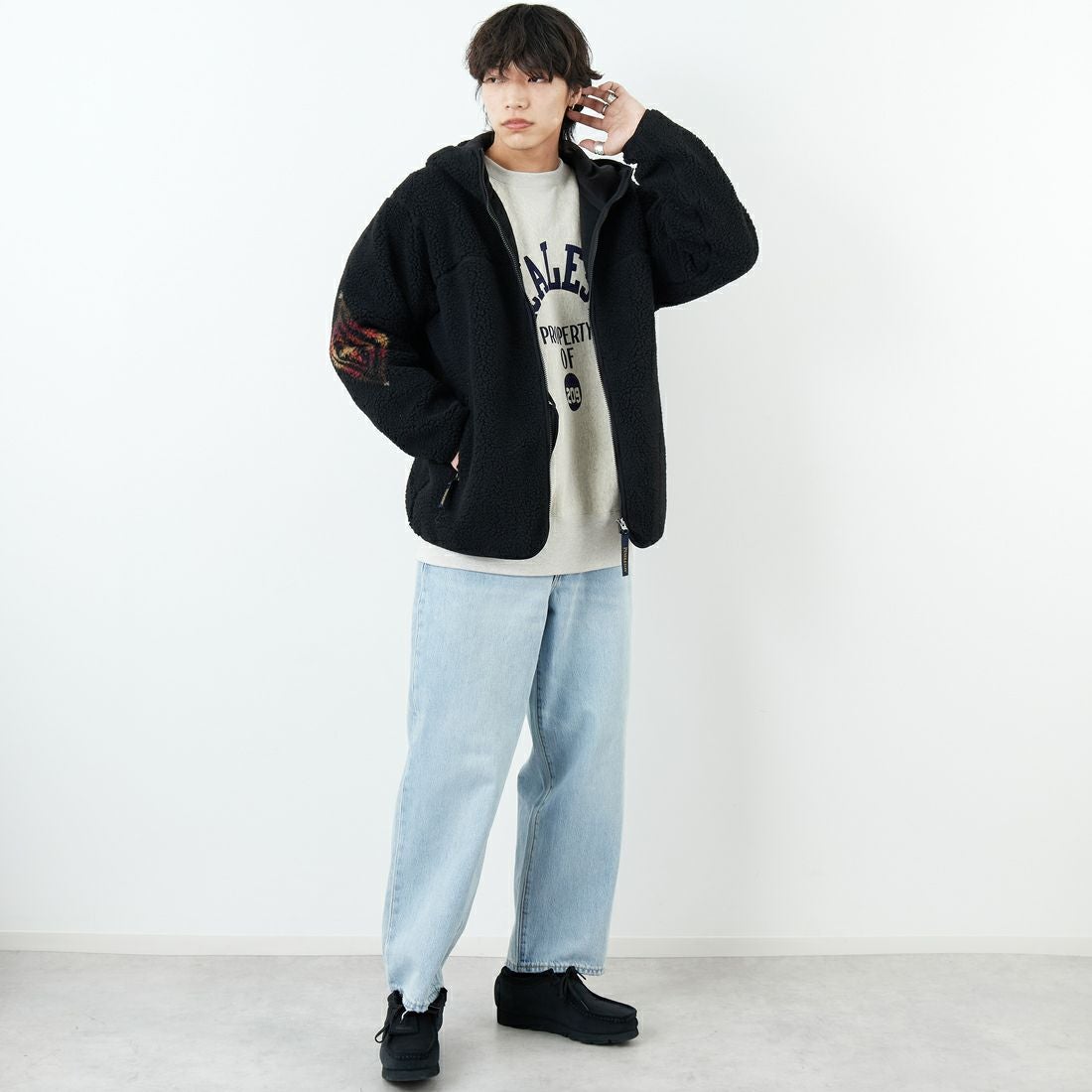 PENDLETON [ペンドルトン] ジップボアフーディ [5475-1025] 49 BLACK H &&モデル身長：179cm 着用サイズ：L&&