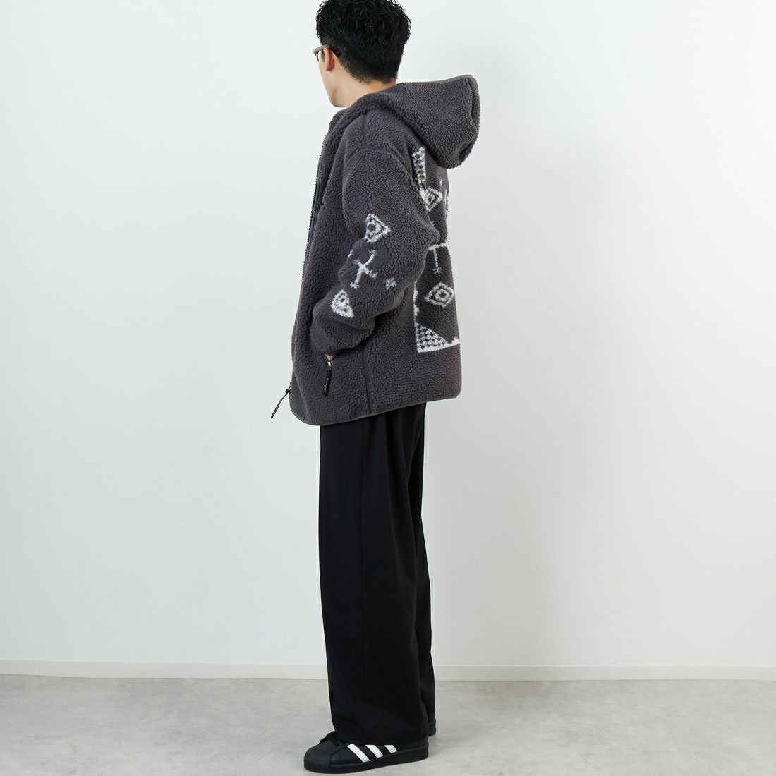 PENDLETON [ペンドルトン] ジップボアフーディ [5475-1025] 75 S.GRAY &&モデル身長：168cm 着用サイズ：M&&