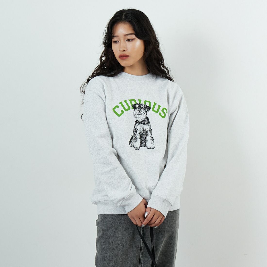 SCREEN STARS [スクリーンスターズ] 別注 アニマルプリント オーバーサイズスウェット [2523-IN2-JF] ASH &&モデル身長：162cm 着用サイズ：F&&