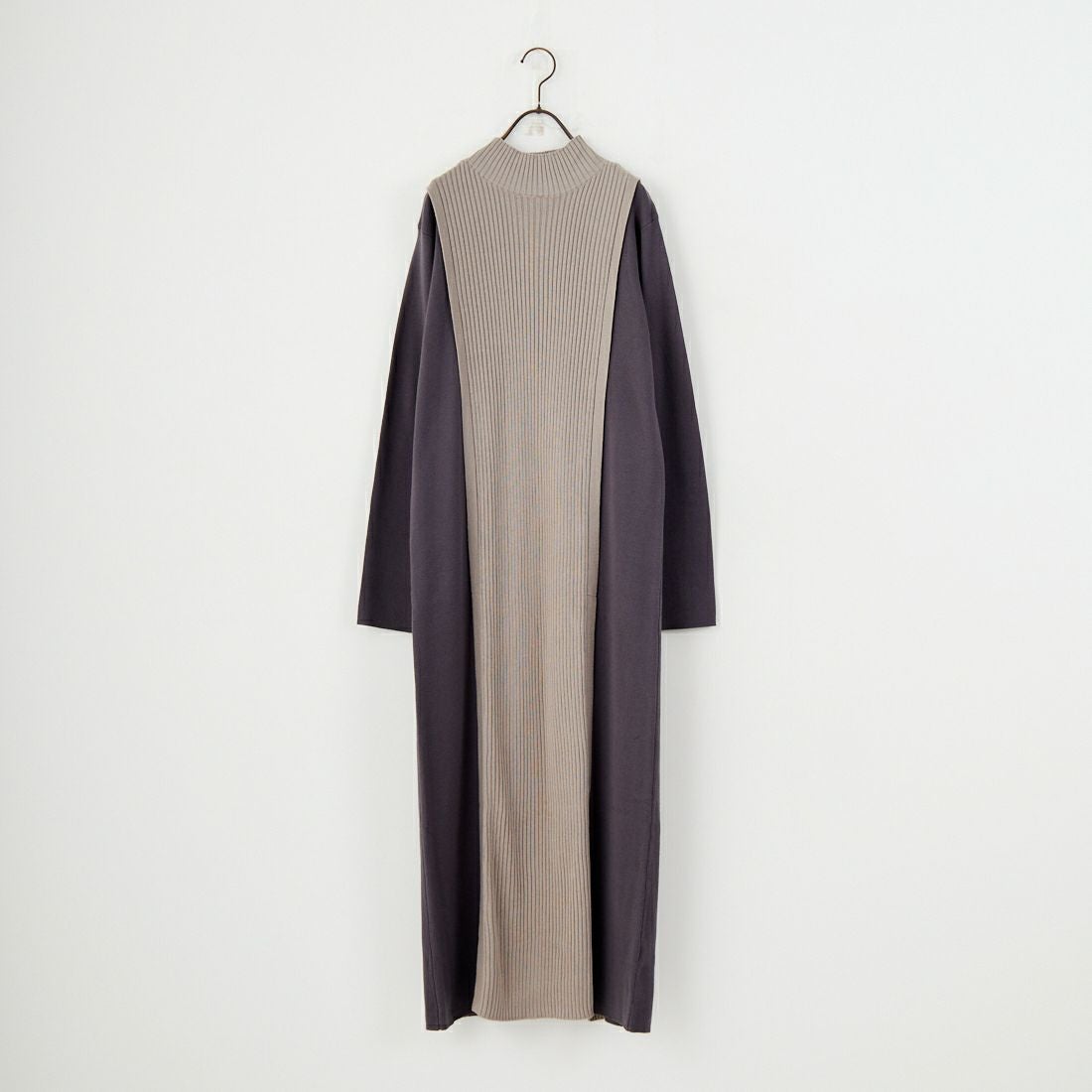&g'aime [アンジェム] 配色ニットワンピース [986-67407]  ｸﾞﾚｰｼﾞｭ