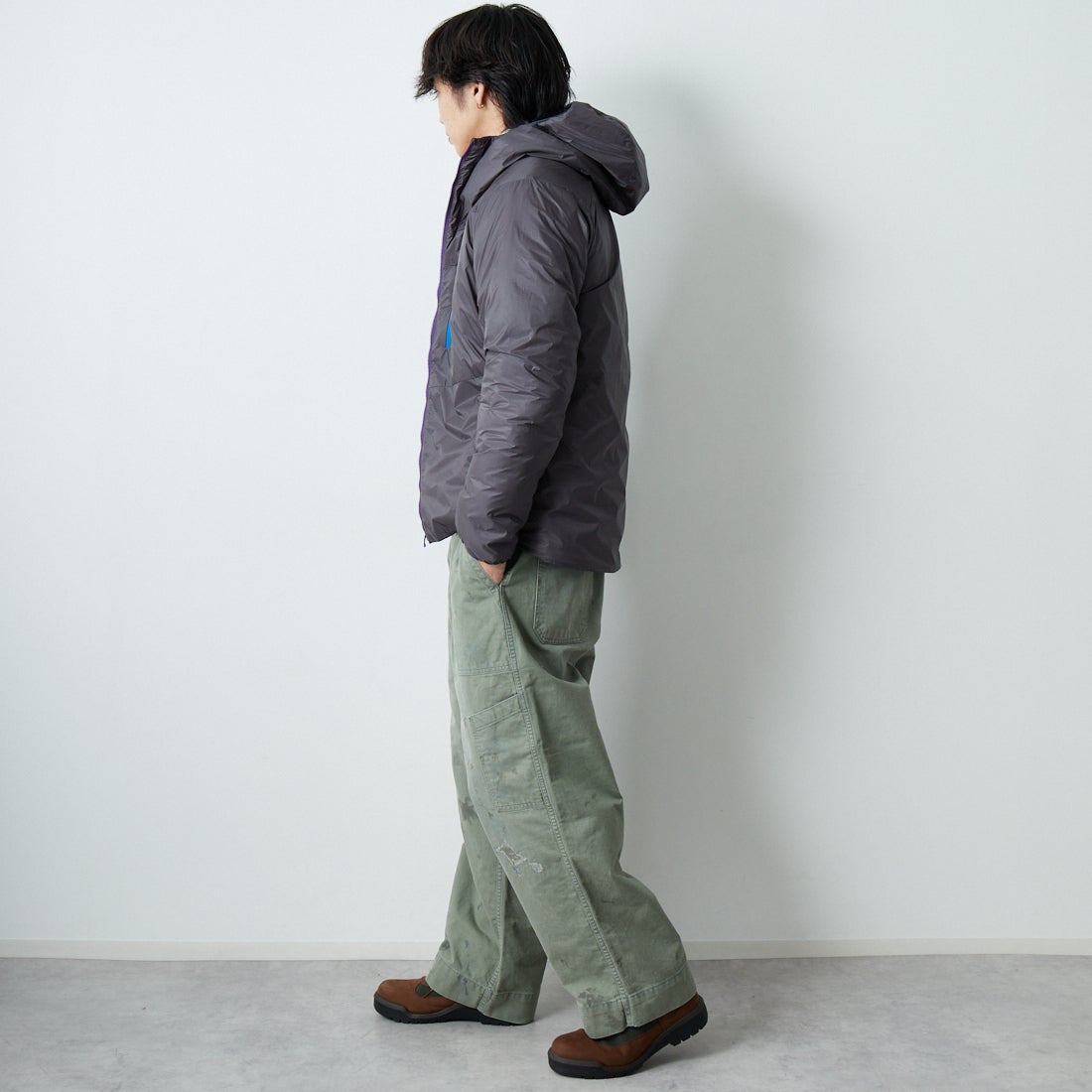 BOW WOW [バウワウ] リペアード USAFメカニックパンツ [BW252-RUMP] AGED S GRN &&モデル身長：179cm 着用サイズ：XL&&