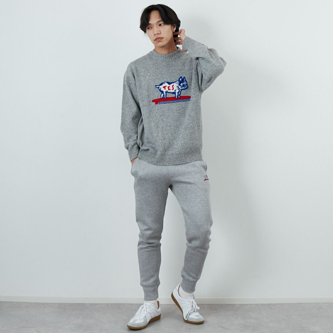 The Endless Summer [エンドレスサマー] サーフファブリックスリムパンツ [FH-25774315] 03 MIX GRY &&モデル身長：179cm 着用サイズ：L&&