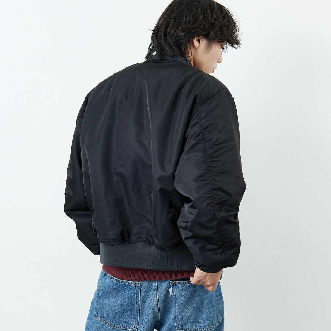 Jeans Factory Clothes [ジーンズファクトリークローズ] MA-1ジャケット [JFC-254-067] BLACK &&モデル身長：179cm 着用サイズ：L&&