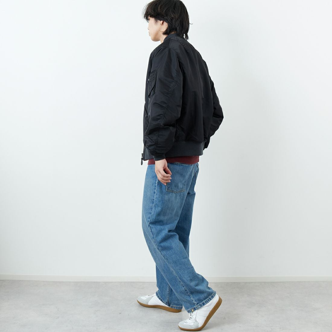 Jeans Factory Clothes [ジーンズファクトリークローズ] MA-1ジャケット [JFC-254-067] BLACK &&モデル身長：179cm 着用サイズ：L&&