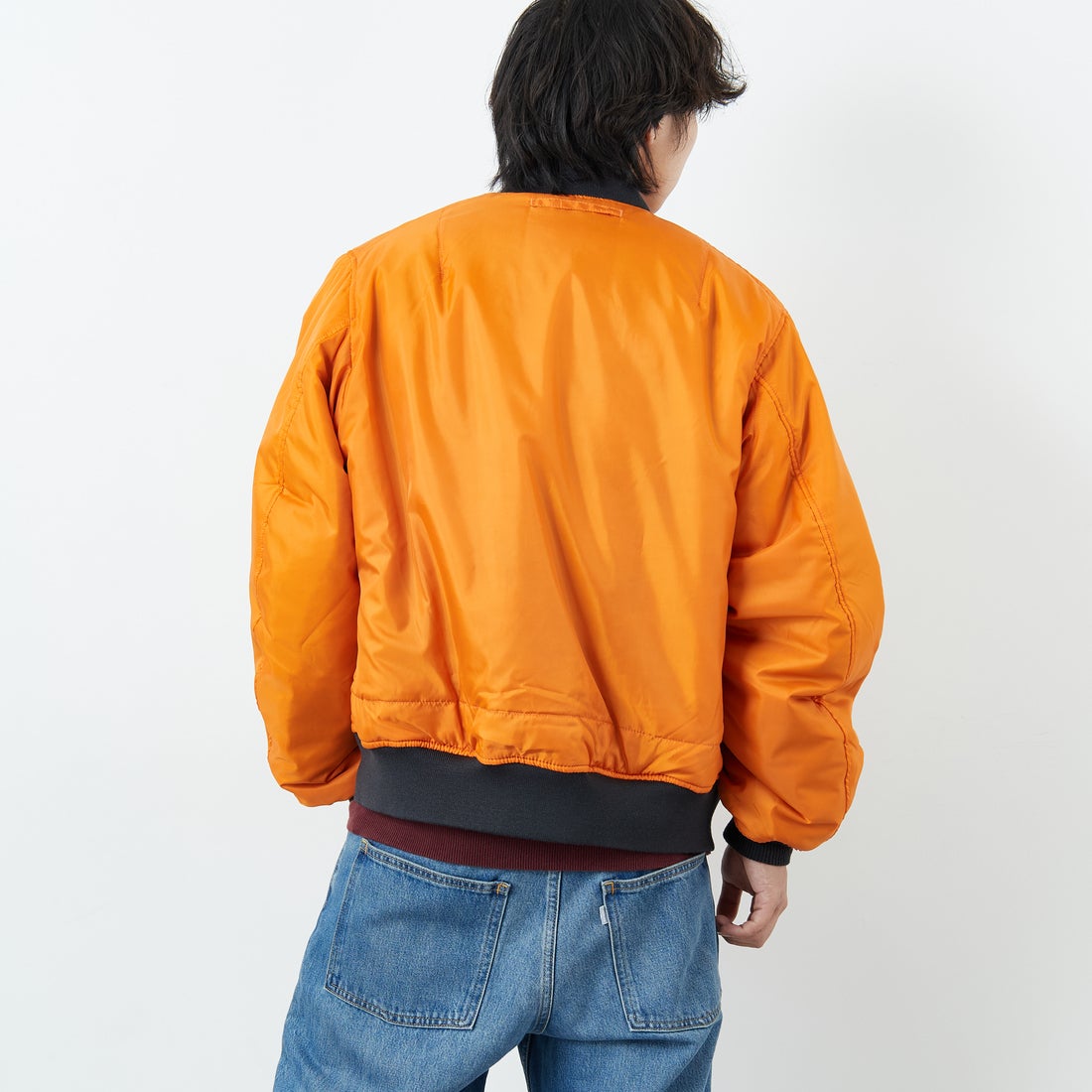 Jeans Factory Clothes [ジーンズファクトリークローズ] MA-1ジャケット [JFC-254-067] BLACK &&モデル身長：179cm 着用サイズ：L&&