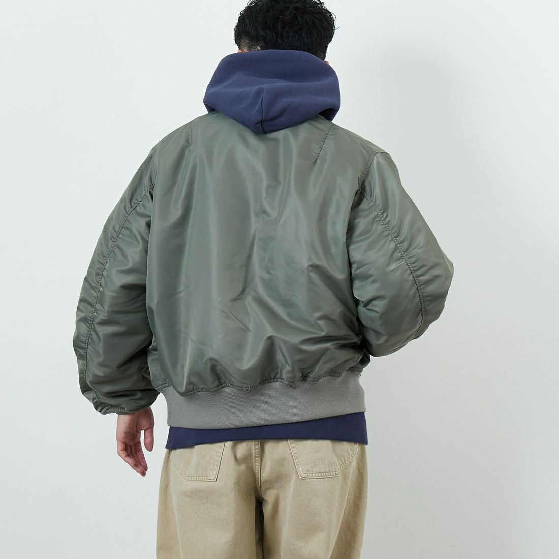 Jeans Factory Clothes [ジーンズファクトリークローズ] MA-1ジャケット [JFC-254-067] SAGE &&モデル身長：168cm 着用サイズ：M&&