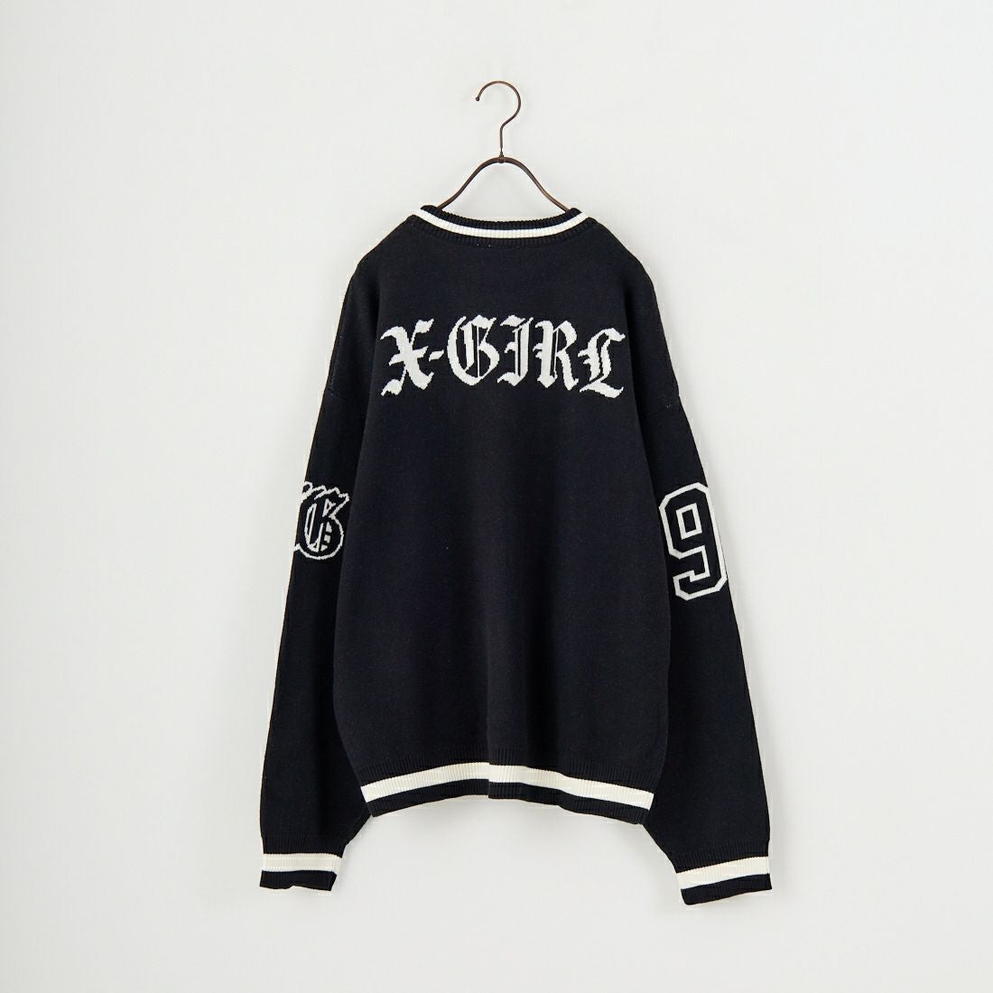 X-girl [エックスガール] ナンバリングジャガードニット [105254015005] BLACK